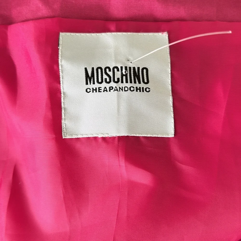 NWT Moschino Rare Vintage Pink Silk Blend Bow Crop Blazer - 42 - 8 US
